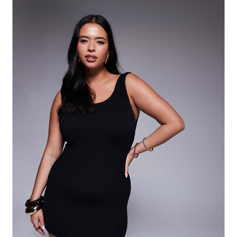Moda Minx Curve scrunch mini dress in black 107119186