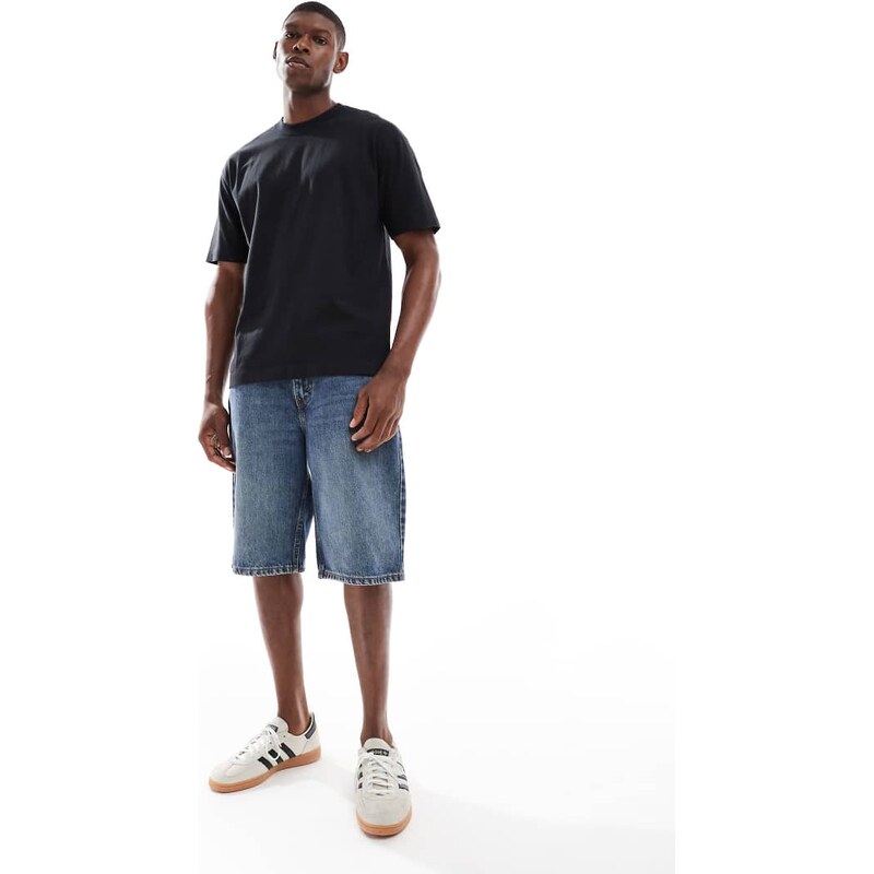 Levis 469 loose fit denim shorts in mid wash-Navy