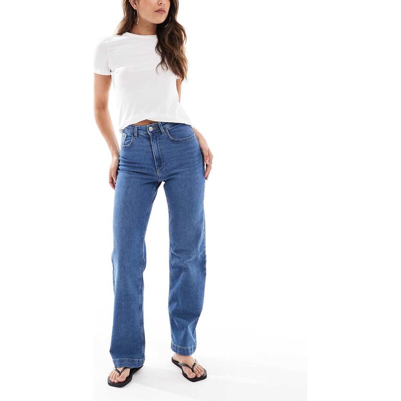 ONLY Mishy high waist wide leg jeans in mid blue wash