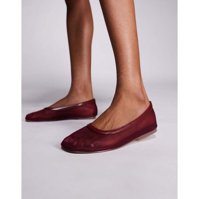SIMMI Shoes Simmi London Luanne mesh ballerina flats in burgundy-Red 114448207