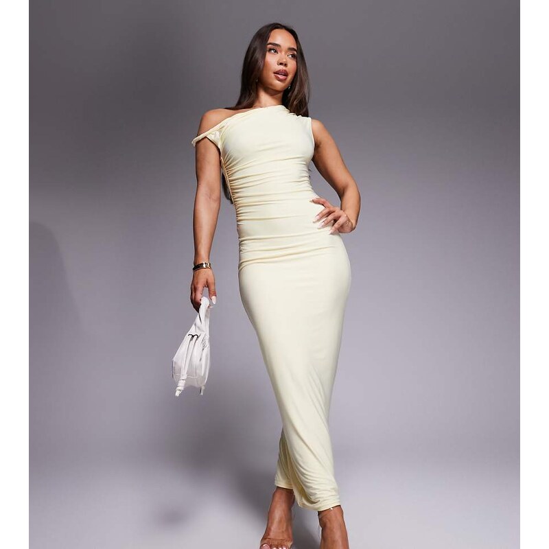 Kaiia exclusive double layered slinky twist off shoulder bodycon maxi 107336723