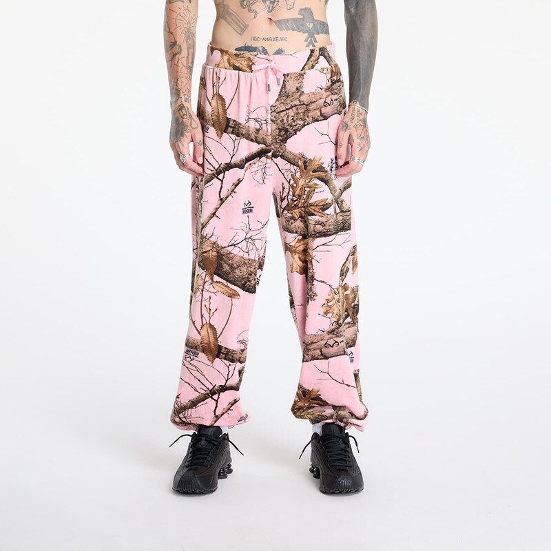 Kalhoty PLEASURES Realtree Velour Track Pants Pink Edge L