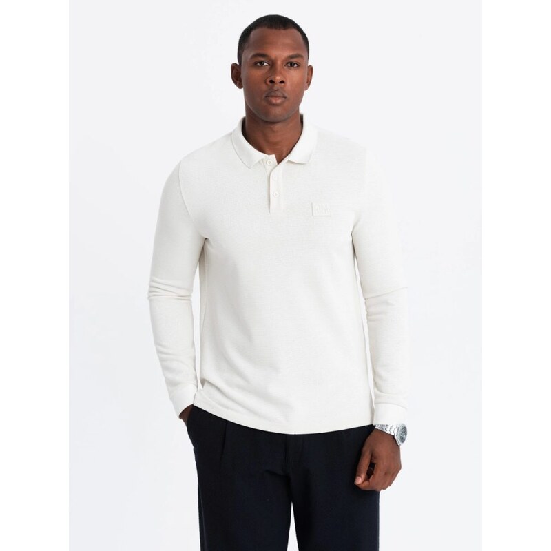 Ombre Clothing Pánská bílá polokošile s logem V2 POLS-0131