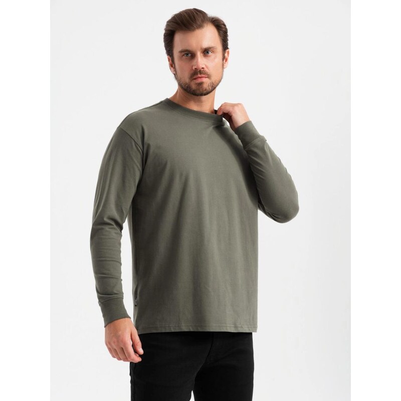 Ombre Clothing Moderní zelené pánské tričko V3 LSBC-0129