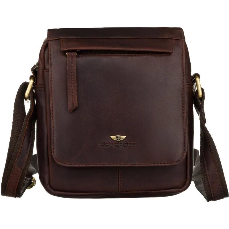 Módní pánská kožená crossbody taška Peterson Sachir, hnědá