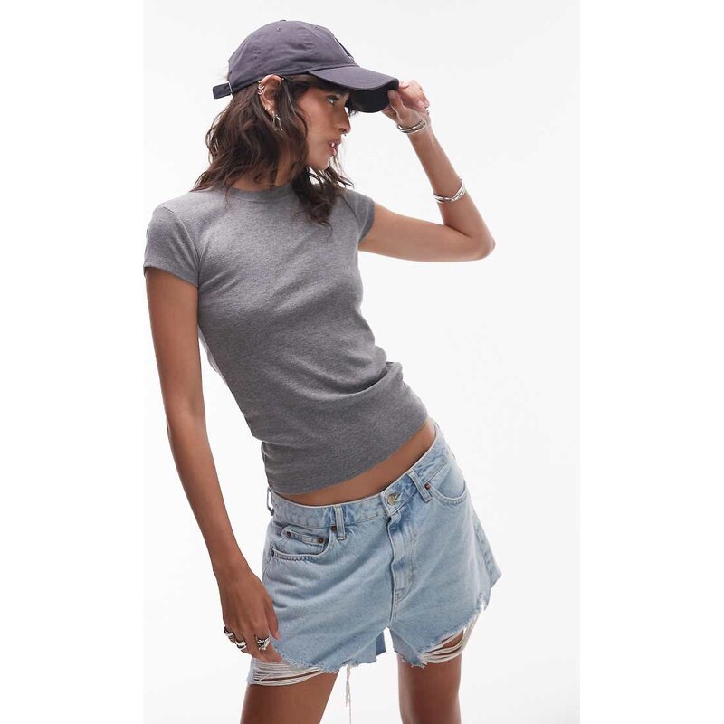 Topshop everyday tee in charcoal marl-Grey