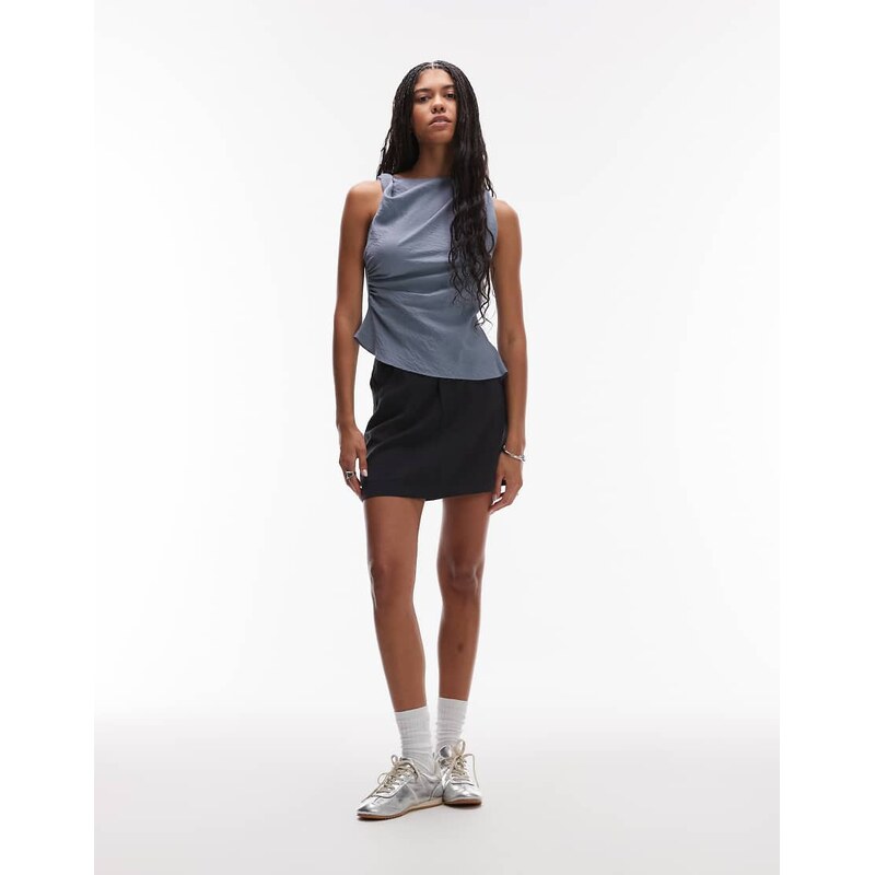 Topshop super soft cupro mini skirt in black