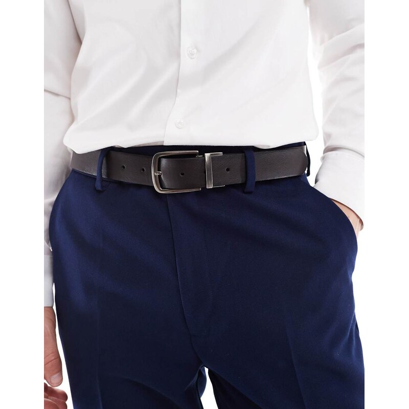 ASOS DESIGN burnished smart belt in brown