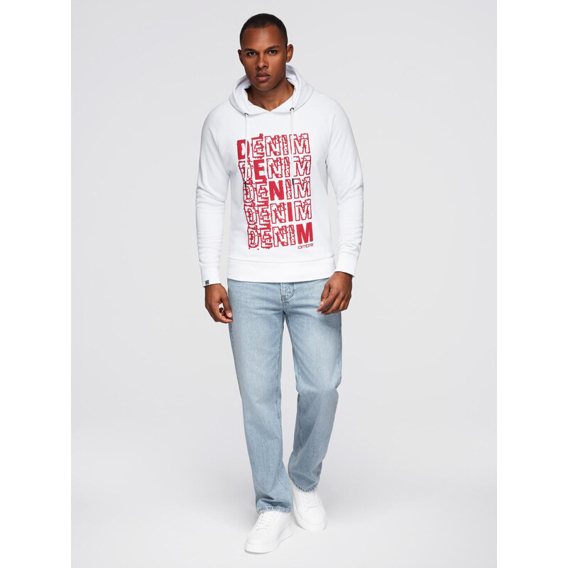 Ombre Mens non-stretch kangaroo sweatshirt with hood and print -