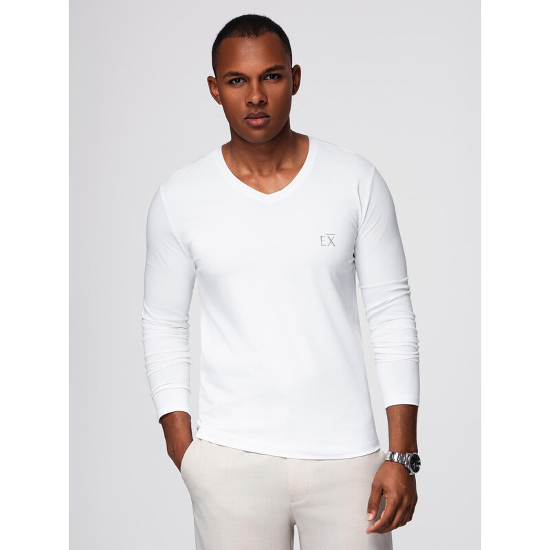 Ombre Mens V-neck SLIM FIT longsleeve with elastane and print -