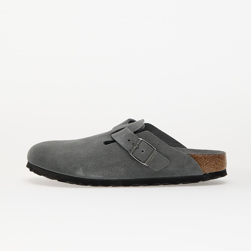 Birkenstock Boston Soft Footbed Suede Leather Basalt Gray Tonal