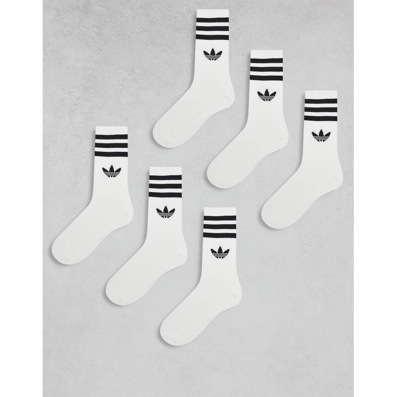 adidas Originals adicolor Trefoil 6 pack crew socks in white 107223211
