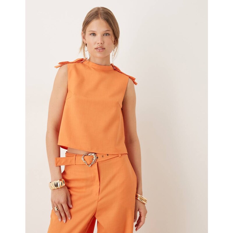 Sister Jane bow detail top in orange