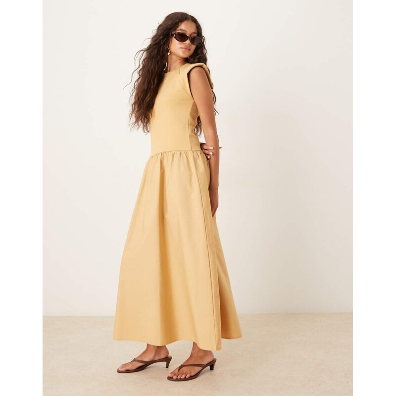 Mango sleeveless knitted dress in yellow 107216334