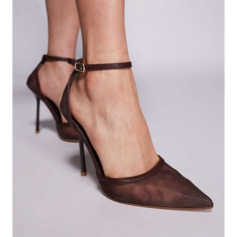 Simmi Wide Fit Simmi London Wide Fit Mandisa mesh heeled shoes in 115511290
