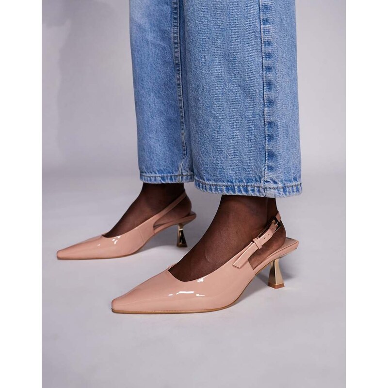 SIMMI Shoes Simmi London June pointed slingback kitten heels in beige 112322719