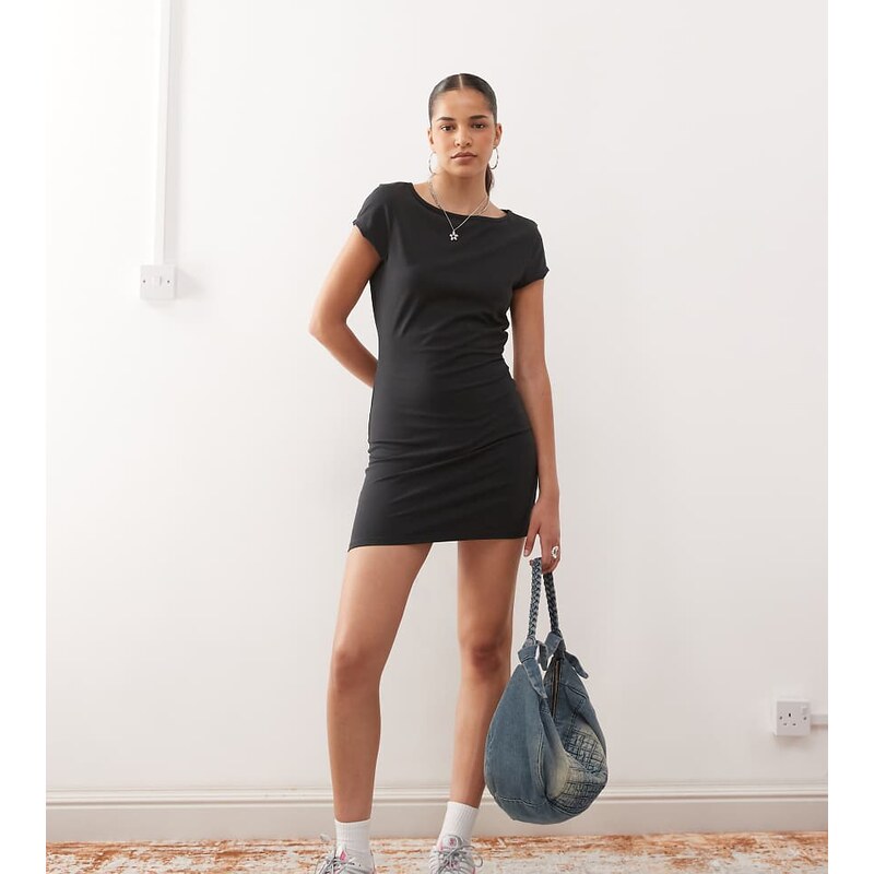 COLLUSION 90s mini cap sleeve dress in black