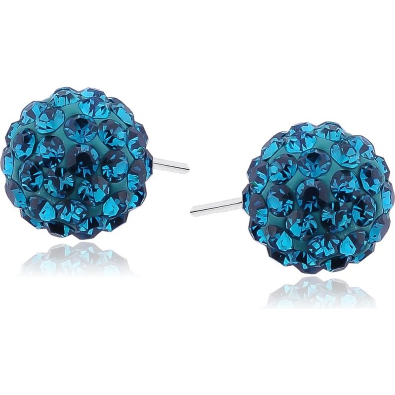 Pravé stříbro Sentiell Dámské náušnice modré discokoule 10mm