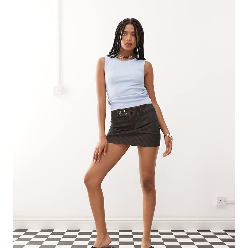 COLLUSION rib vest in soft blue 107218325