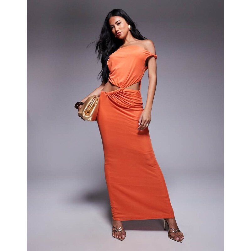 ASOS DESIGN slinky maxi dress with cut outs and twist detail in