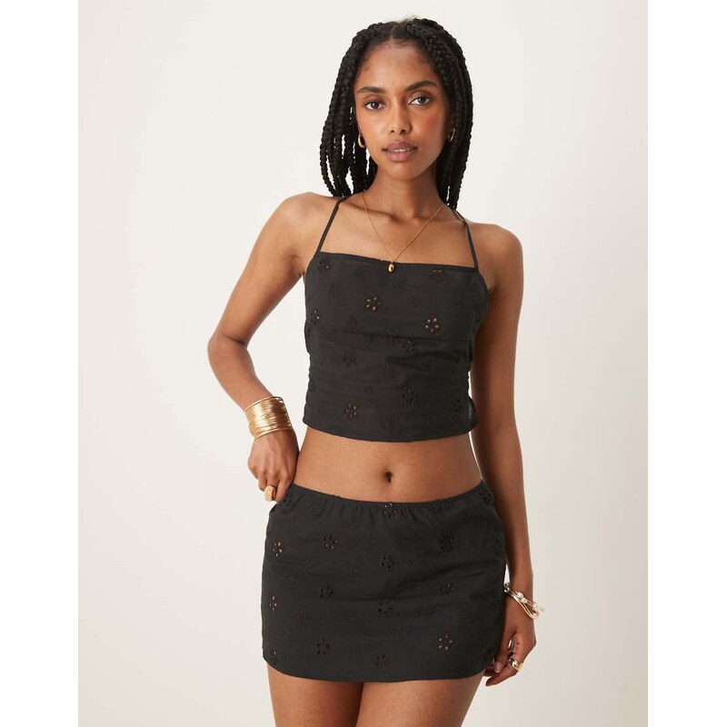 Motel olsa broderie mini skirt in black 107218392