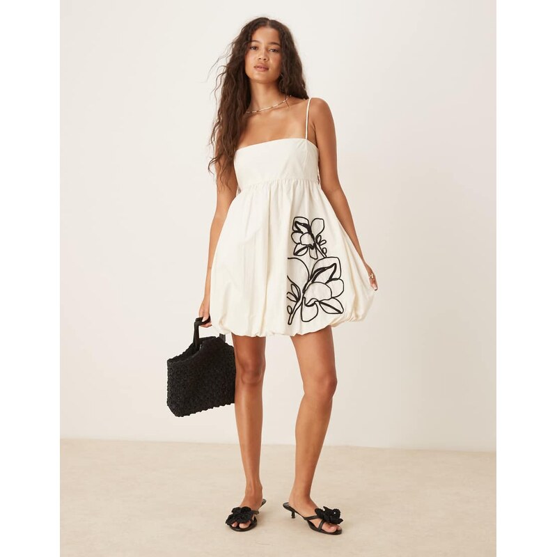 Mango babydoll mini dress in white 107218424