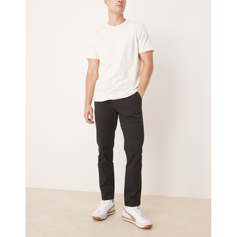 Mango Prato slim fit chino trousers in black