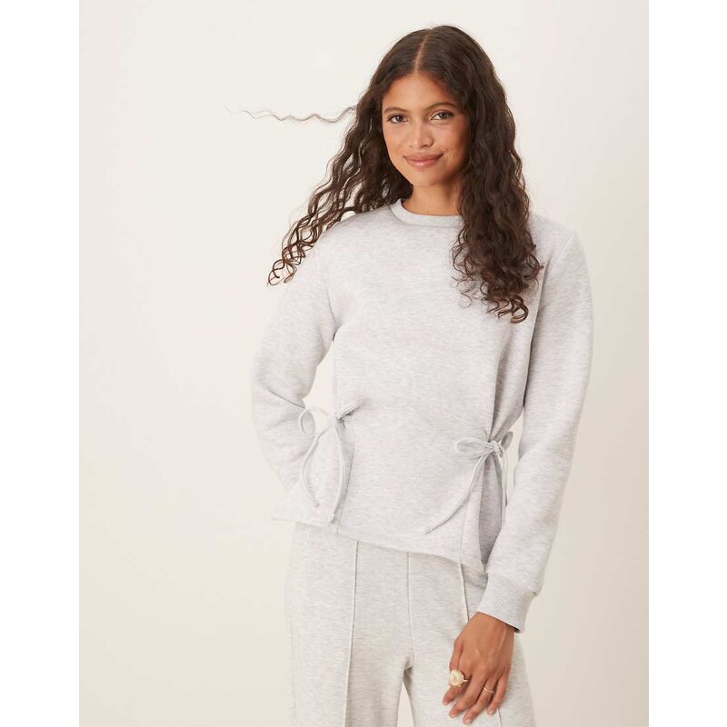ASOS DESIGN cinched tie side sweater in grey marl 107237022