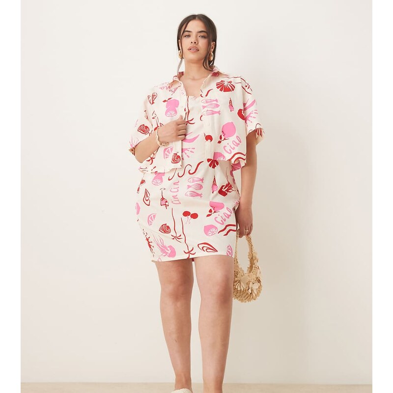 ASOS Curve ASOS DESIGN Curve poplin cami mini dress co-ord in 107223247