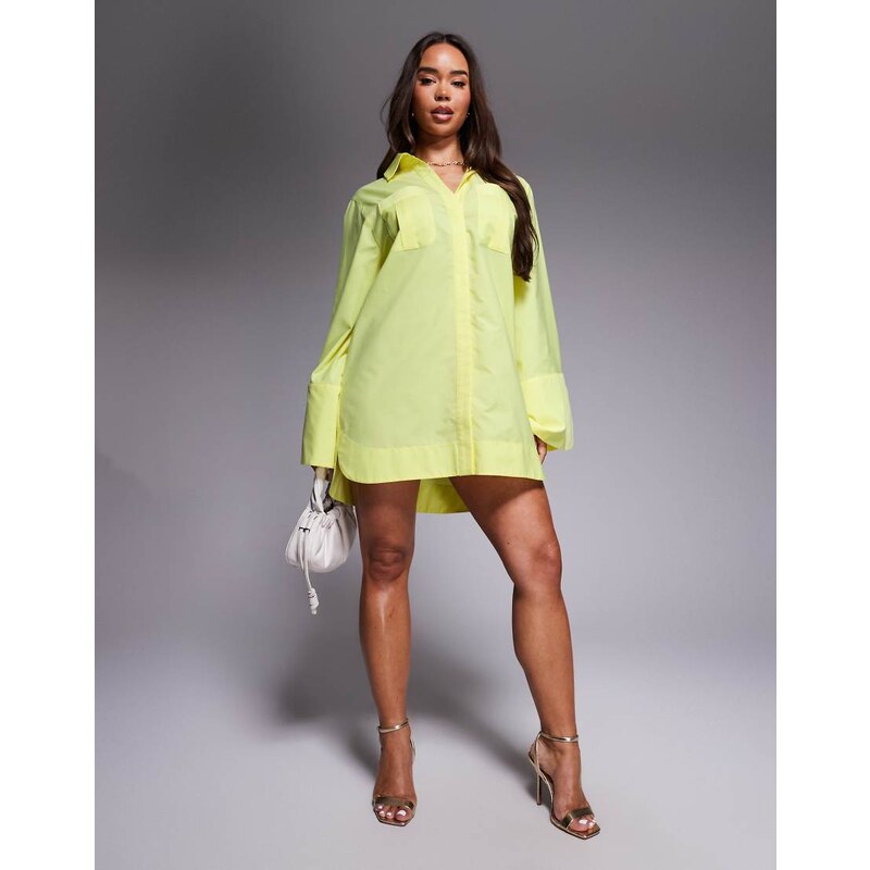 ASOS DESIGN mini shirt dress with wide cuffs and oversized