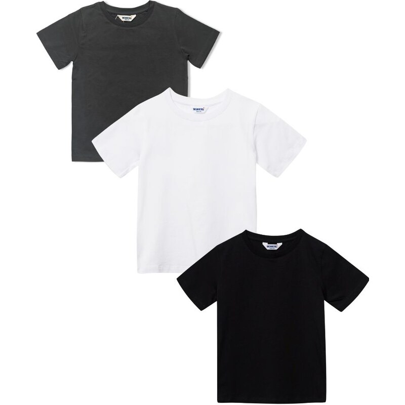 3PACK dětská trička - Winkiki WAU 33101, bílá, černá, šedá