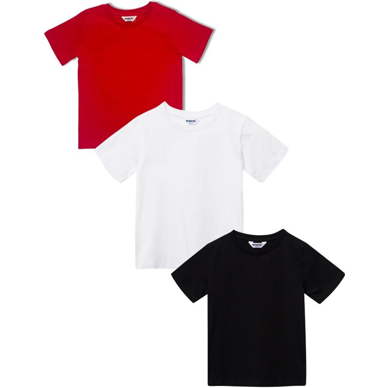 3PACK dětská trička - Winkiki WAU 33109, bílá, černá, červená