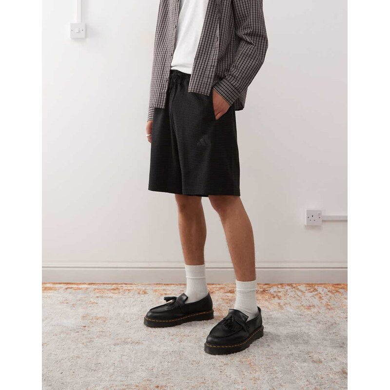 adidas Originals adidas Sportswear waffle shorts in black