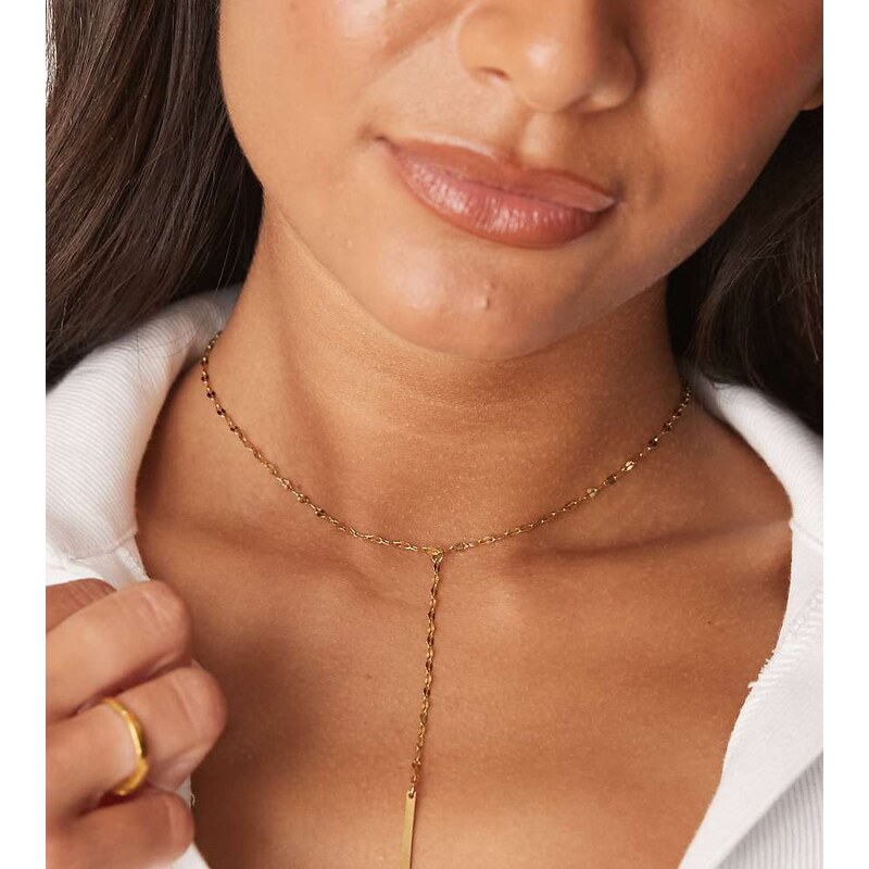 Lost Souls simple lariat necklace in 18ct gold plated stainless steel 107223346