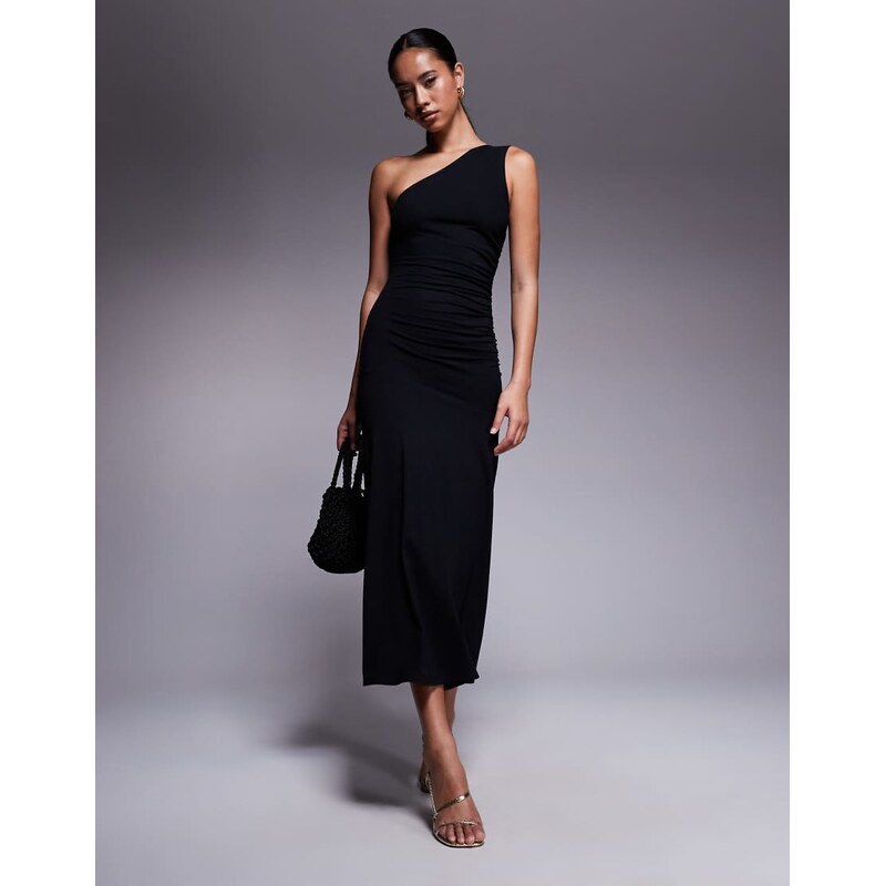 Fashionkilla exclusive cotton one shoulder ruched side maxi