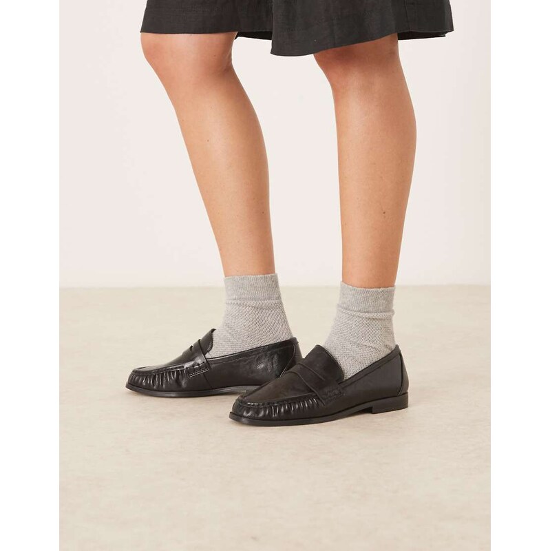 ASOS DESIGN Minnie ruched detail loafer in black