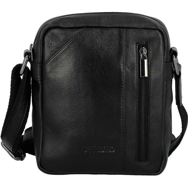Trendy pánská kožená crossbody taška Bellugio Kaan, černá