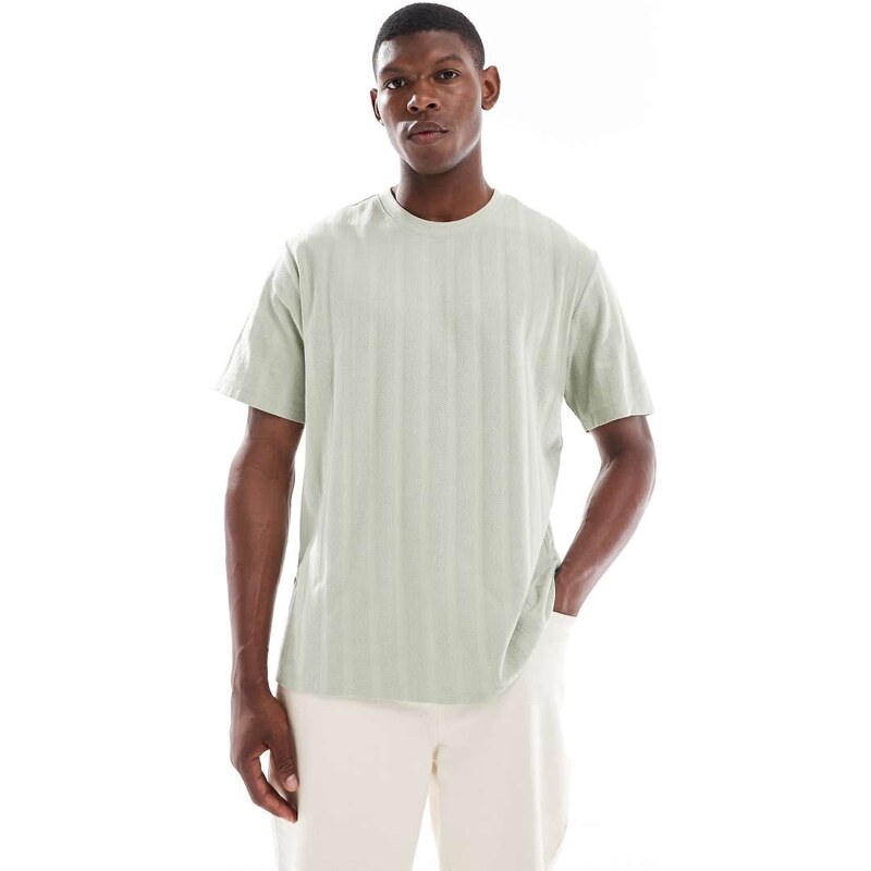 JJ Rebel oversized t-shirt in texture stripe in green
