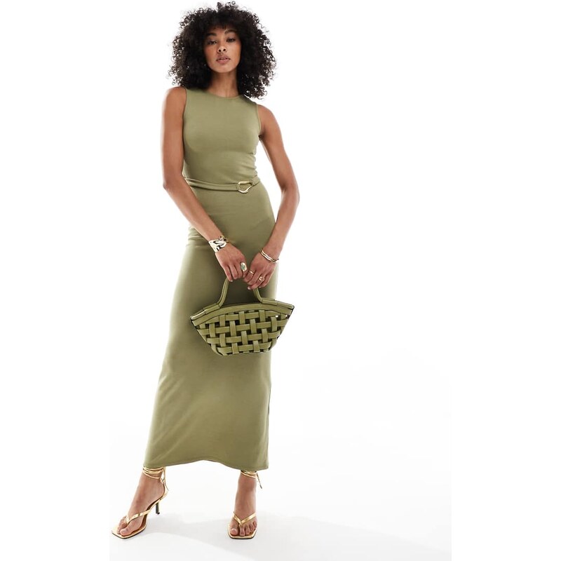 4th & Reckless gold hardware belt detail sleeveless maxi dress in 109589157
