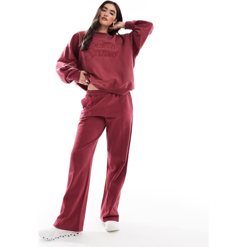 4th & Reckless cotton embroidered logo seam front jogger co-ord in 112412951