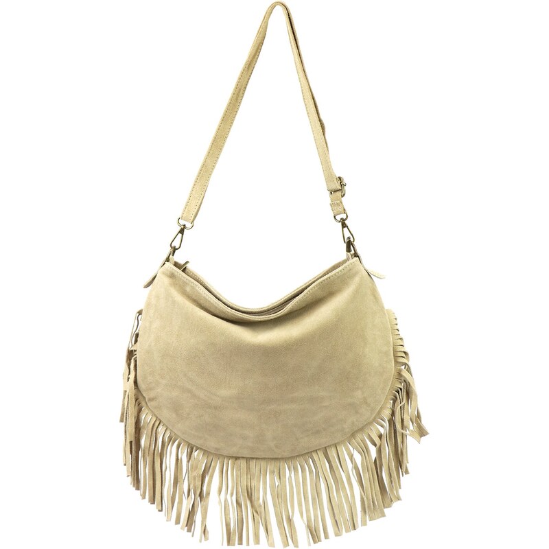 Kožená crossbody kabelka Luka 24-093 světle béžová
