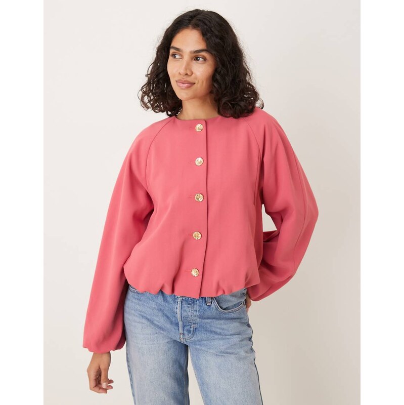 ASOS DESIGN tailored bubble hem jacket with gold button detail in 113497849