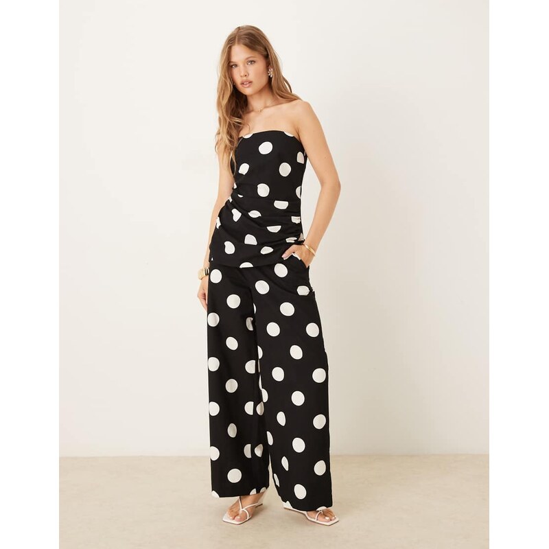 Nobodys Child Marielle linen wide leg trousers co-ord in black 115587020