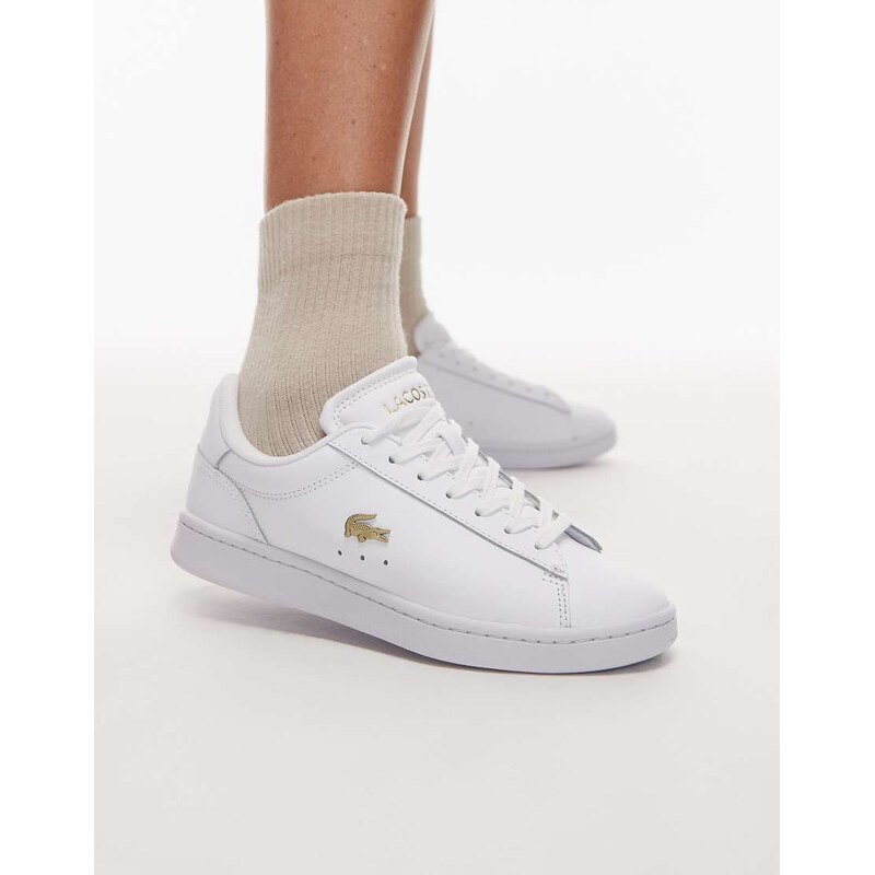 Lacoste carnaby set leather logo trainers in white