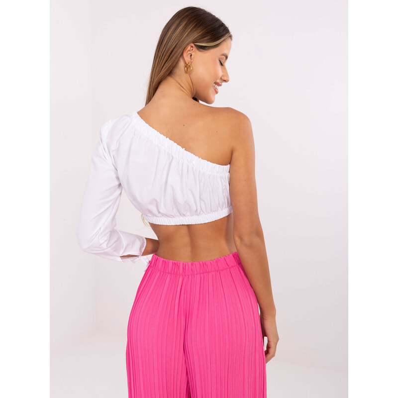 RUE PARIS Bílý krátký top na jedno rameno -white Bílá 59083968