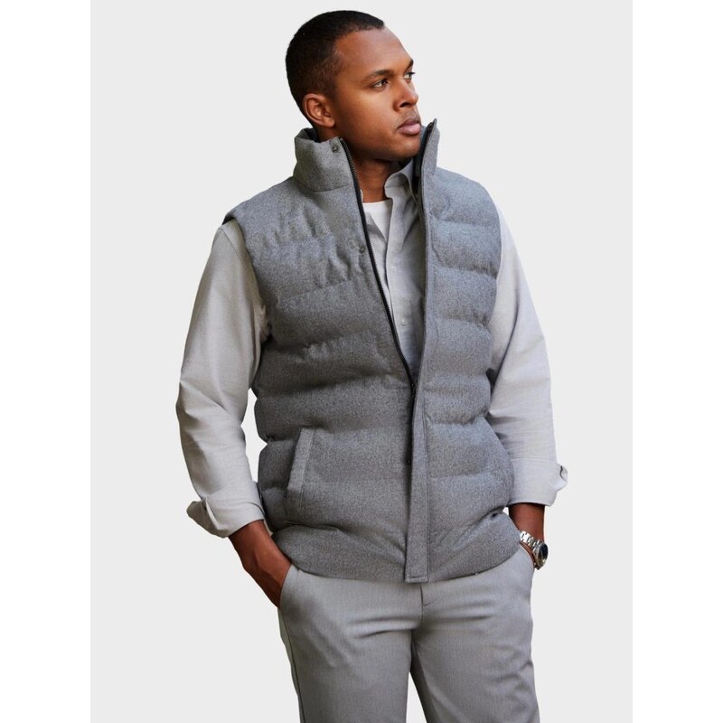 Ombre Clothing Prošívaná melírovaná šedá vesta V1 JAVJ-0210