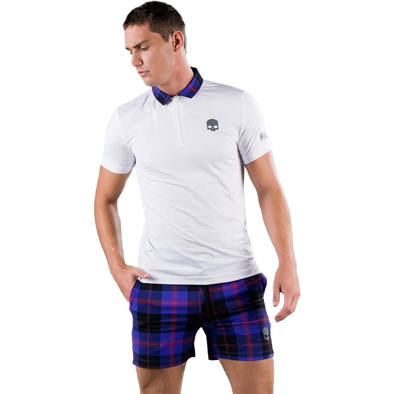 Pánská bílo-fialová tenisová polokošile HYDROGEN Tartan