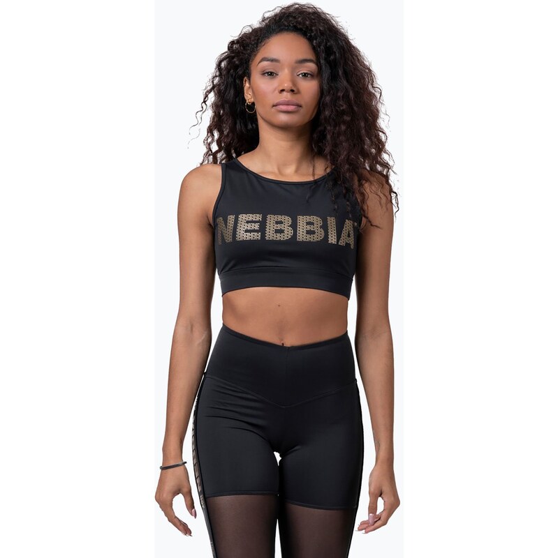 Sportovní podprsenka Nebbia Gold Mesh Mini Top černy 8300110