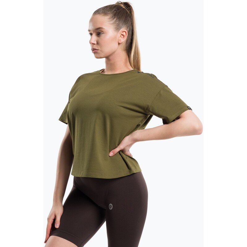 Dámské sportovní tričko Gym Glamour V Khaki 423