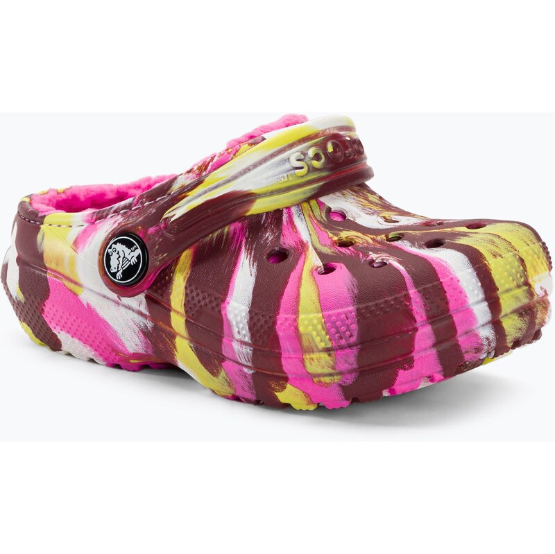 Dětské žabky Crocs Classic Lined Marbled Clog electric pink